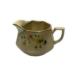 Vintage Homer Laughlin Yellowstone Medieval Rose Creamer Pitcher Handle 1934